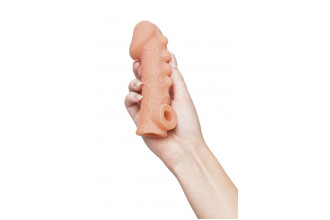 Телесная закрытая насадка с шишечками Cock Sleeve 008 Size M - 15,6 см.