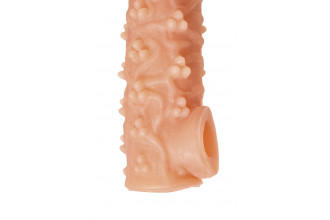 Телесная закрытая насадка с пучками шишечек Cock Sleeve 009 Size S - 13,8 см.