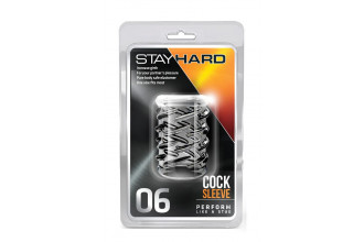 Прозрачная насадка с объёмными чёрточками STAY HARD COCK SLEEVE 06 CLEAR