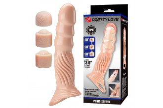 Телесная насадка на пенис с тремя вкладышами-удлинителями - 24 см. Телесная насадка на пенис с тремя вкладышами-удлинителями - 24 см.