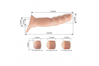 Телесная насадка на пенис с тремя вкладышами-удлинителями - 24 см. Телесная насадка на пенис с тремя вкладышами-удлинителями - 24 см.