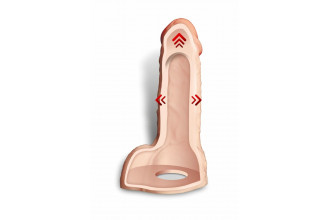 Телесный фаллоудлинитель с мошонкой Cock Next - 17 см.