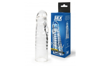 Прозрачная закрытая насадка на член - 15 см.