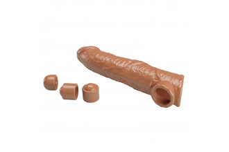 Карамельный фаллоудлинитель с подхватом мошонки Silas - 26 см.