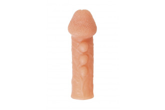 Телесная закрытая насадка с шишечками Cock Sleeve 008 Size L - 17,6 см.