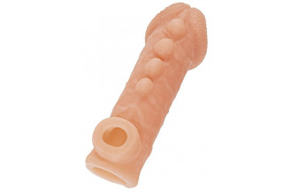 Телесная закрытая насадка с шишечками Cock Sleeve 008 Size L - 17,6 см.