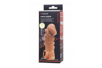 Телесная закрытая насадка с шишечками Cock Sleeve 008 Size L - 17,6 см.