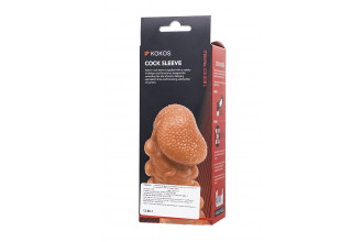Телесная закрытая насадка с шишечками Cock Sleeve 008 Size L - 17,6 см.