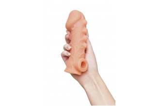 Телесная закрытая насадка с шишечками Cock Sleeve 008 Size L - 17,6 см.