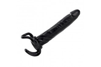 Чёрная насадка-фаллос для двойного проникновения INFLATABLE DILDO SLIM DONG - 13,5 см.