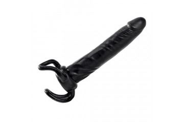 Чёрная насадка-фаллос для двойного проникновения INFLATABLE DILDO SLIM DONG - 13,5 см.