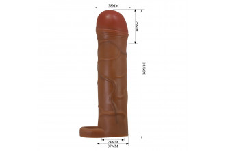 Коричневая насадка-удлинитель на пенис Bunion - 16,5 см.