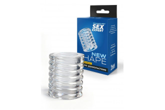 Прозрачная сквозная насадка на пенис с ребрышками