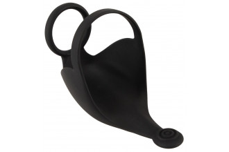 Черная вибронасадка для эрекции и стимуляции мошонки Cock ring with RC ball massager