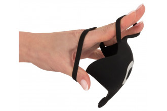 Черная вибронасадка для эрекции и стимуляции мошонки Cock ring with RC ball massager