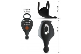 Черная вибронасадка для эрекции и стимуляции мошонки Cock ring with RC ball massager