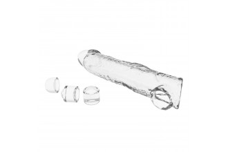 Прозрачный фаллоудлинитель с подхватом мошонки Silas - 26 см.