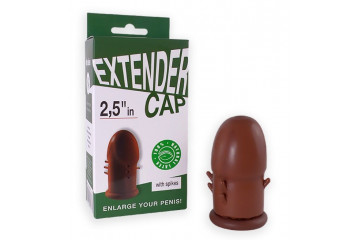 Коричневый латексный удлинитель пениса 2.5 in с шипиками