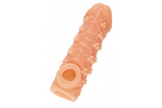Телесная закрытая насадка с пучками шишечек Cock Sleeve 009 Size M - 15,6 см.