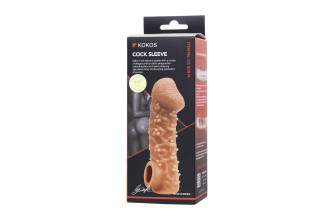 Телесная закрытая насадка с пучками шишечек Cock Sleeve 009 Size M - 15,6 см.