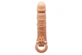 Телесная удлиняющая вибронасадка Penis Sleeve Connor - 17 см.
