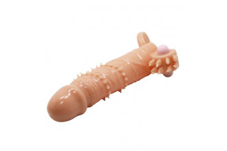Телесная удлиняющая вибронасадка Penis Sleeve Connor - 17 см.