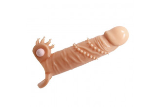 Телесная удлиняющая вибронасадка Penis Sleeve Connor - 17 см.