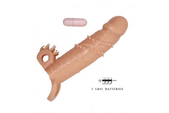 Телесная удлиняющая вибронасадка Penis Sleeve Connor - 17 см.