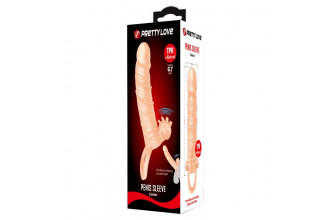 Телесная удлиняющая вибронасадка Penis Sleeve Connor - 17 см.