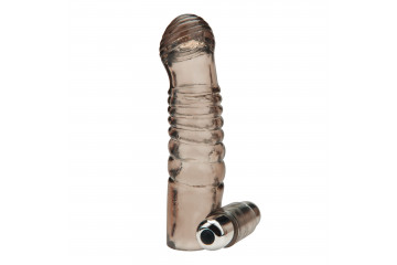 Дымчатая насадка на пенис с вибрацией Vibrating Penis Enhancing Sleeve Extension - 13,3 см.