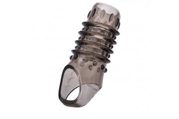 Открытая дымчатая насадка с точками и рёбрами ToyFa XLover - 11,5 см.