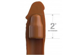 Коричневая насадка на член 2 Silicone X-tension - 20,3 см.