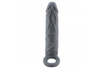 Серая удлиняющая насадка на пенис Large - 18 см.