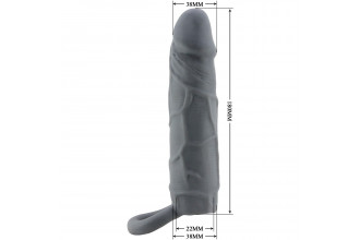 Серая удлиняющая насадка на пенис Large - 18 см.