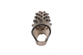 Дымчатая насадка на пенис с выпуклостями - 12 см.