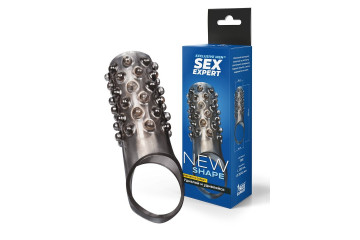 Дымчатая насадка на пенис с выпуклостями - 12 см.