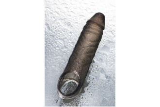 Дымчатая фаллическая насадка с подхватом и закрытой головкой - 16,2 см.