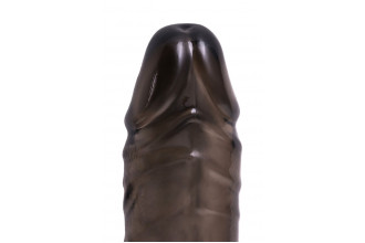 Дымчатая фаллическая насадка с подхватом и закрытой головкой - 16,2 см.