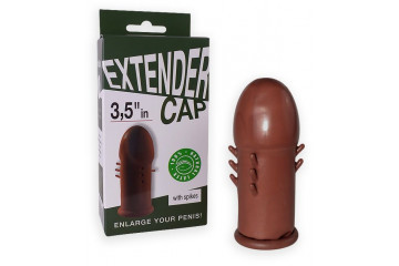 Коричневый латексный удлинитель пениса 3.5 in с шипиками