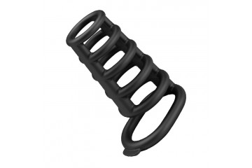 Черная насадка на пенис с подхватом мошонки Rodrigo