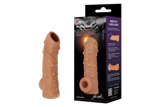 Телесная насадка с пупырышками и открытой головкой Nude Sleeve M - 12 см.