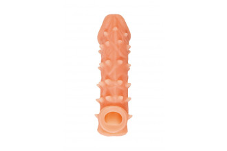 Телесная закрытая насадка с пупырышками Cock Sleeve 005 Size M - 15,6 см.