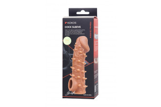 Телесная закрытая насадка с пупырышками Cock Sleeve 005 Size M - 15,6 см.