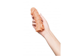 Телесная закрытая насадка с пупырышками Cock Sleeve 005 Size M - 15,6 см.