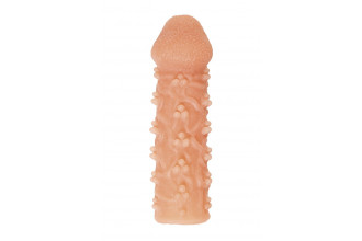 Телесная закрытая насадка с пучками шишечек Cock Sleeve 009 Size L - 17,6 см.