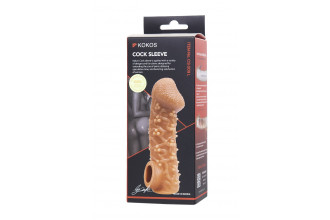 Телесная закрытая насадка с пучками шишечек Cock Sleeve 009 Size L - 17,6 см.