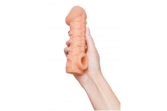 Телесная закрытая насадка с пучками шишечек Cock Sleeve 009 Size L - 17,6 см.