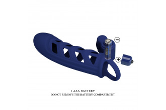 Синяя насадка на пенис Powerful Ring - 18,8 см.