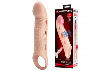 Телесная удлиняющая насадка с рельефом и вибрацией Brad - 21,3 см.