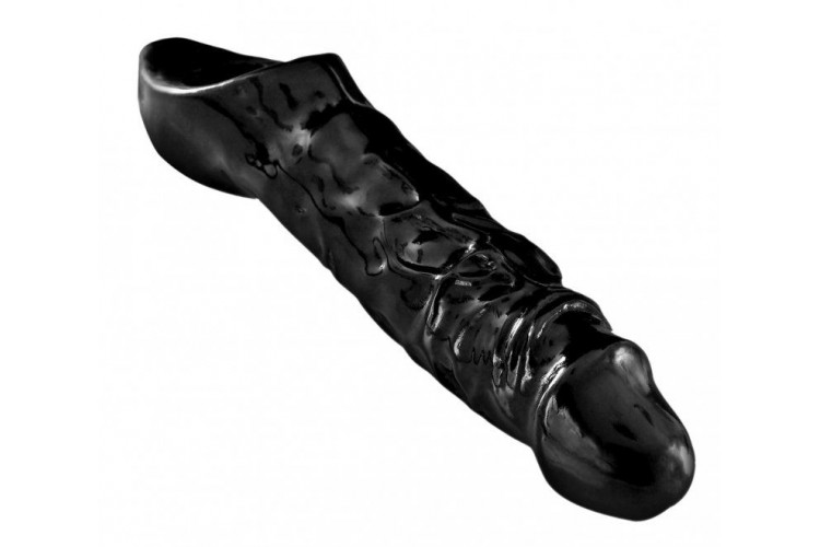 Чёрная увеличивающая насадка на член Mamba Cock Sheath Packaged - 16,5 см.